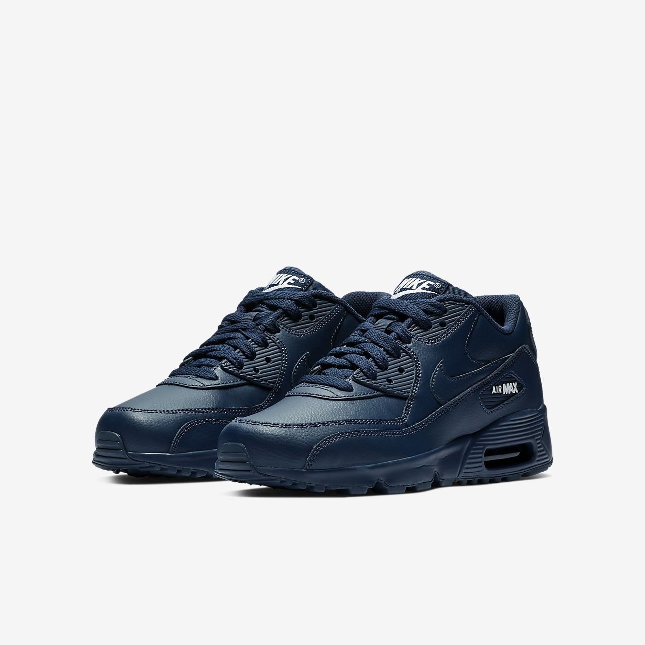 Nike Air Max 90 Leather - Sneakers - Mørkeblå/Hvide | DK-45510